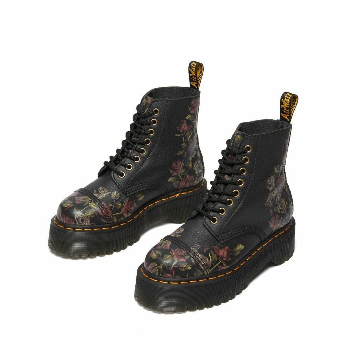 Boots plateformes Sinclair en cuir Thumbled Nappa noir, DR. MARTENS