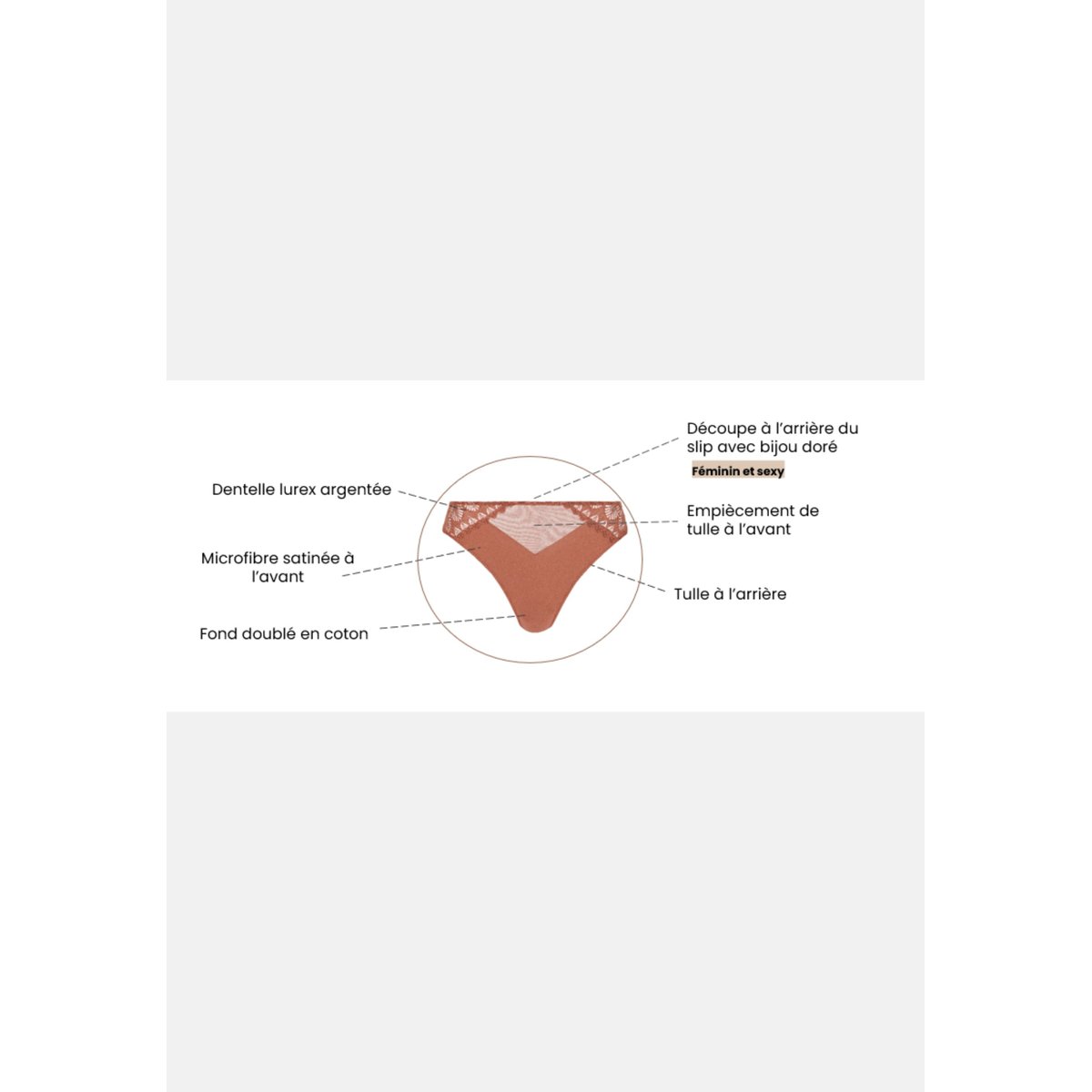 Tanga OLYMPE marron cuivré, SANS COMPLEXE