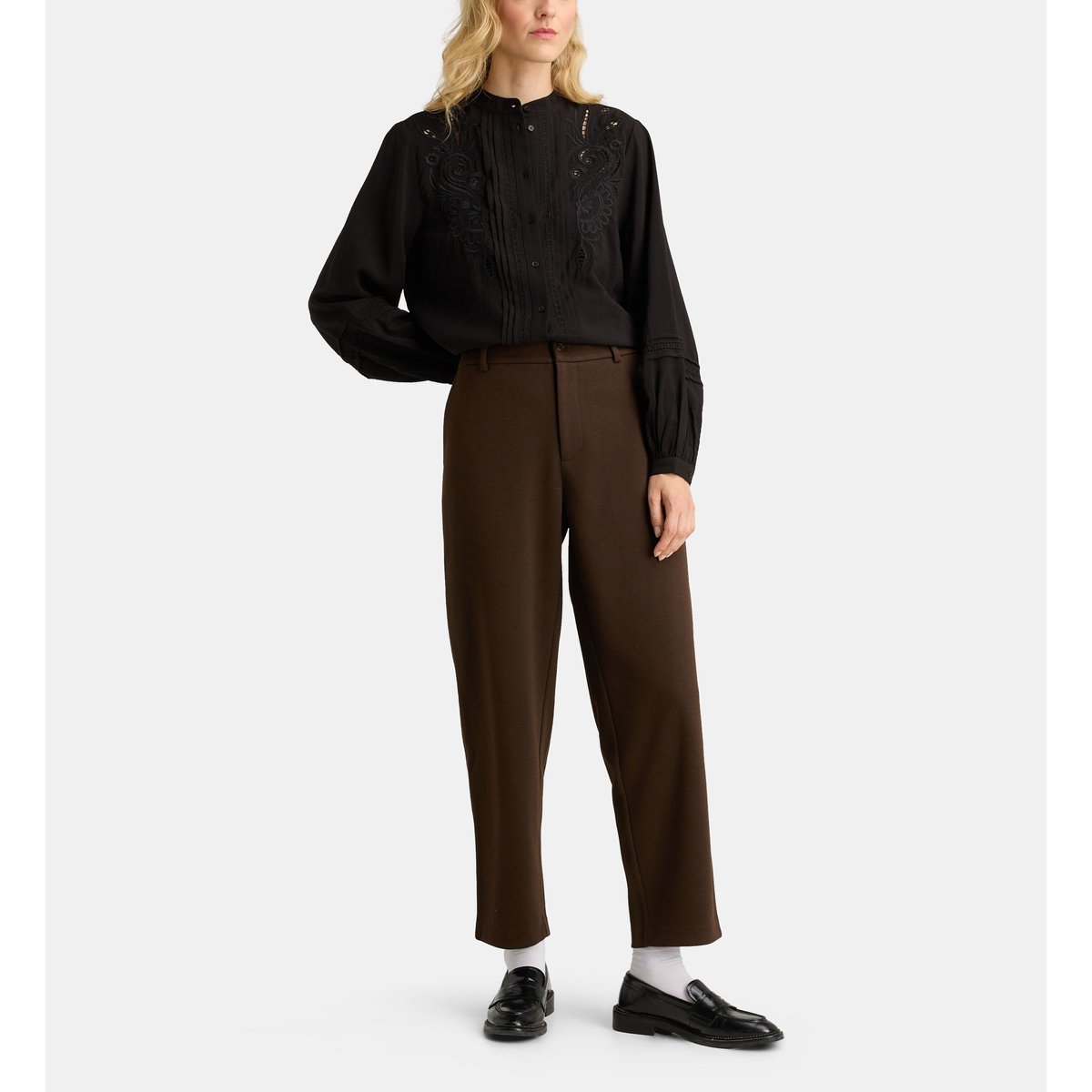 Chemise droite fantine broderies noir, GALERIES LAFAYETTE
