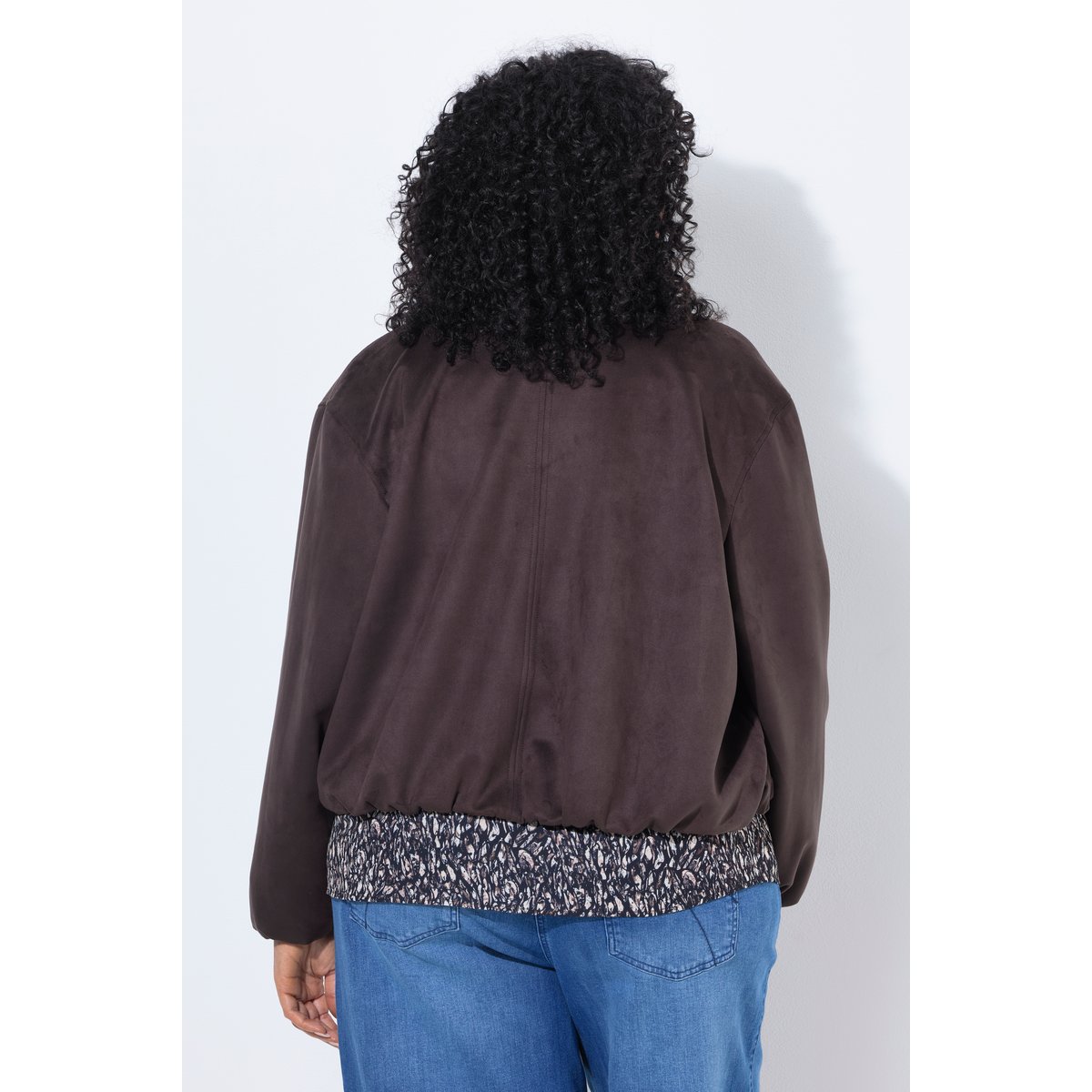 Veste aspect cuir suédé, coupe blouson marron, ULLA POPKEN