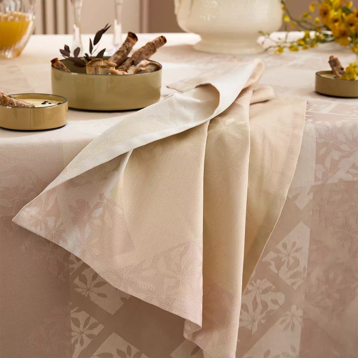 Nappe pur coton MILLE PISTILS naturel, GARNIER THIEBAUT