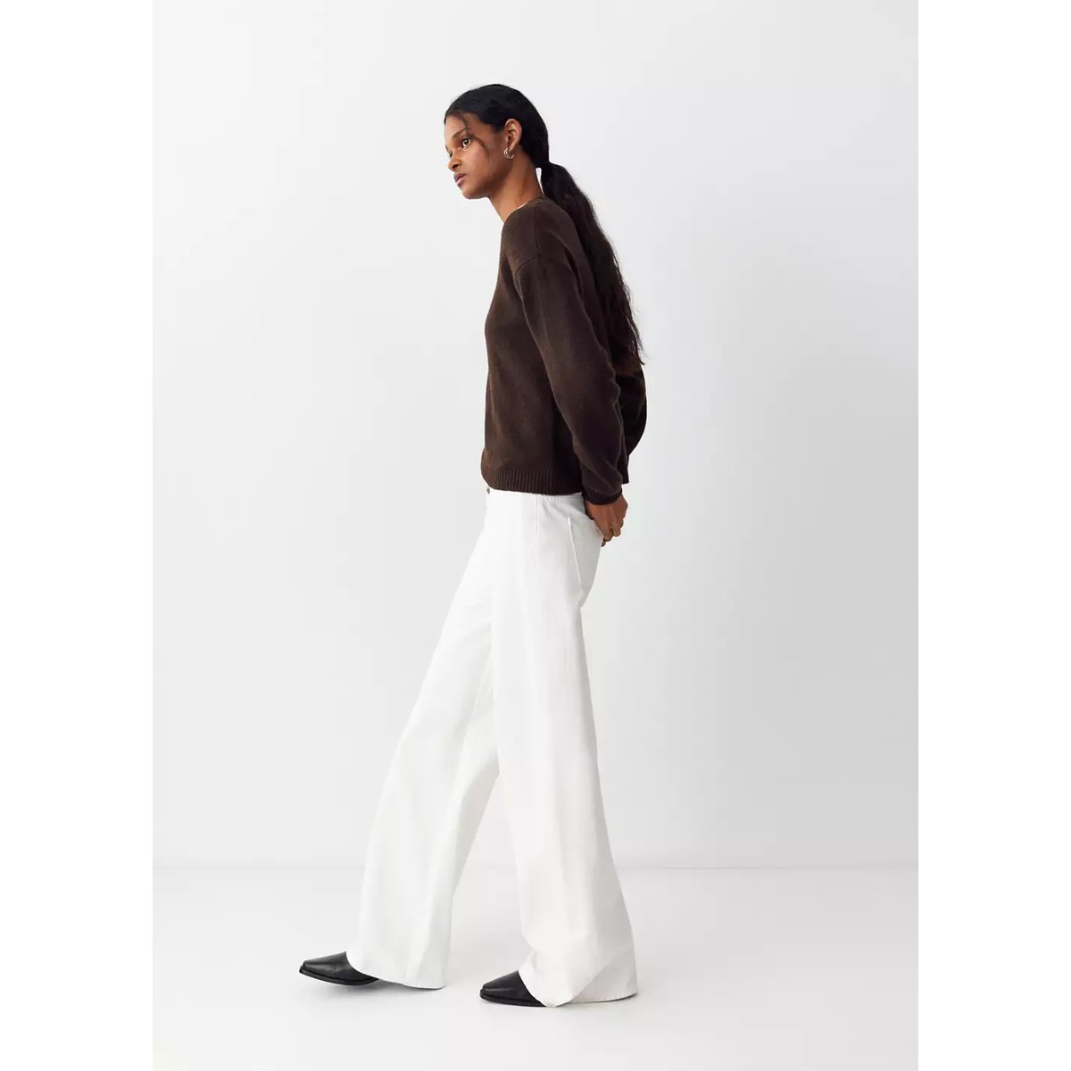 Jean low waist wide leg blanc cassé, MANGO TEEN
