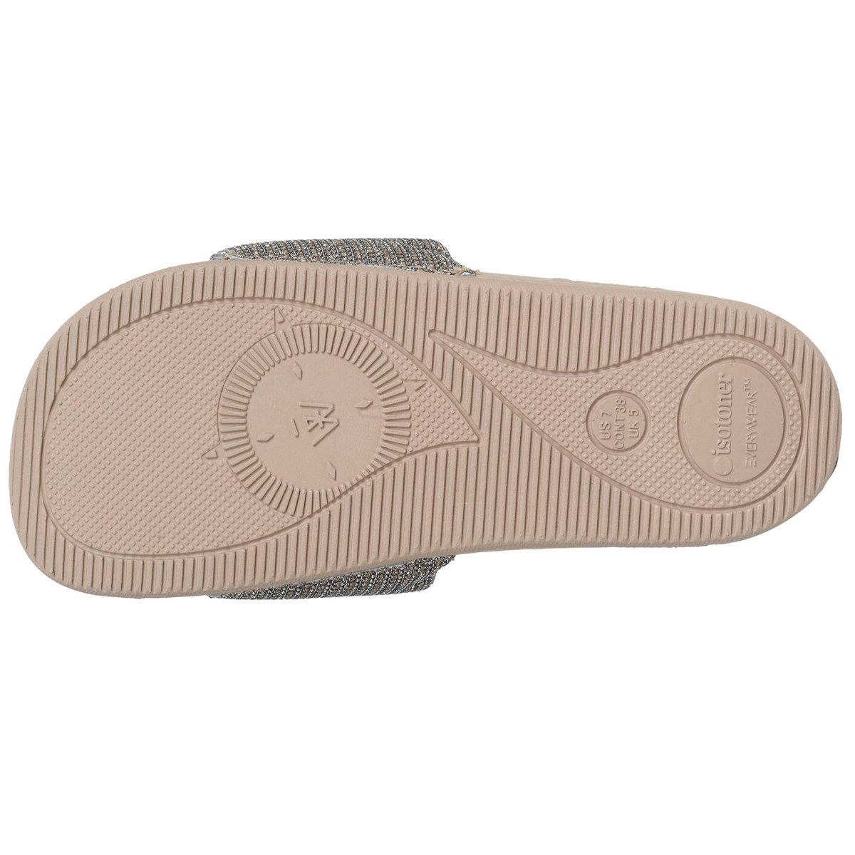 Mules claquettes ultra confortables, faciles à enfiler beige strass, ISOTONER