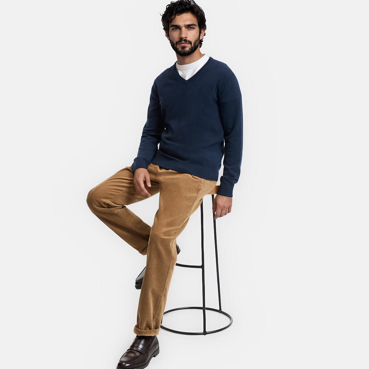 Pull col V en cachemire bleu marine, LA REDOUTE COLLECTIONS