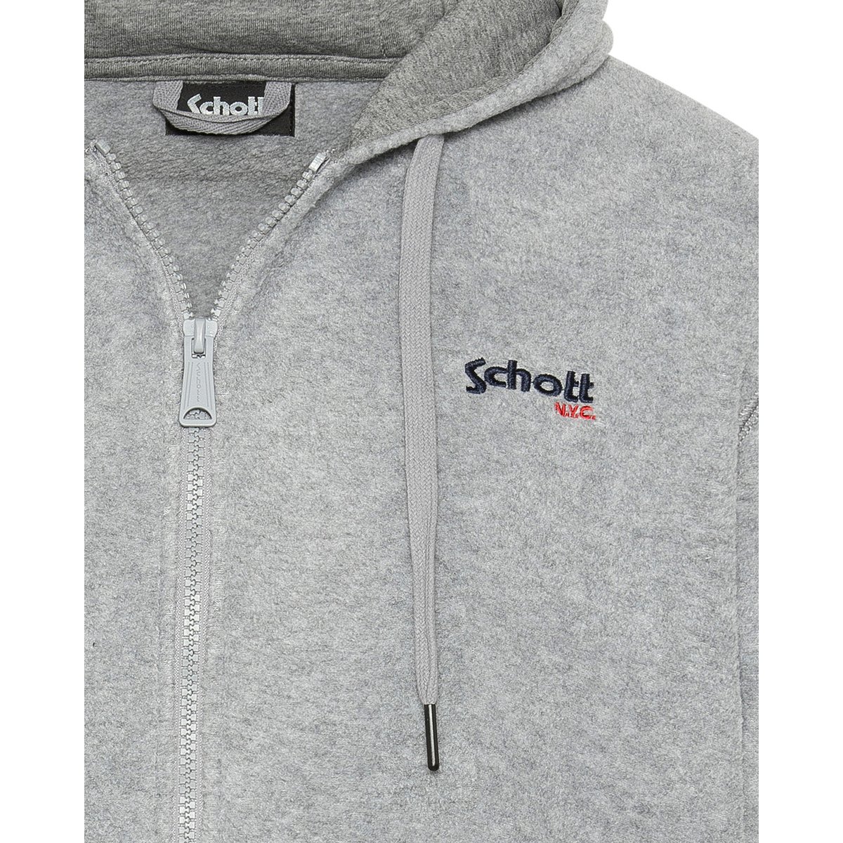 Gilet polaire à capuche gris chiné, SCHOTT