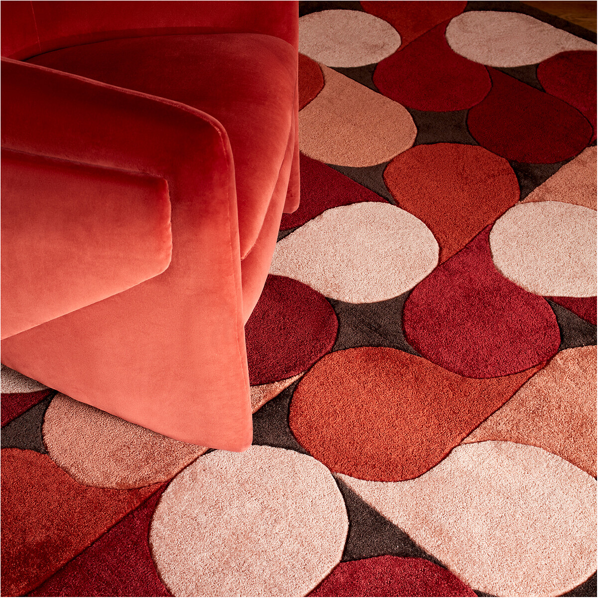 Recycled Hand Tufted Pattern Rug red, ÉDITÉ