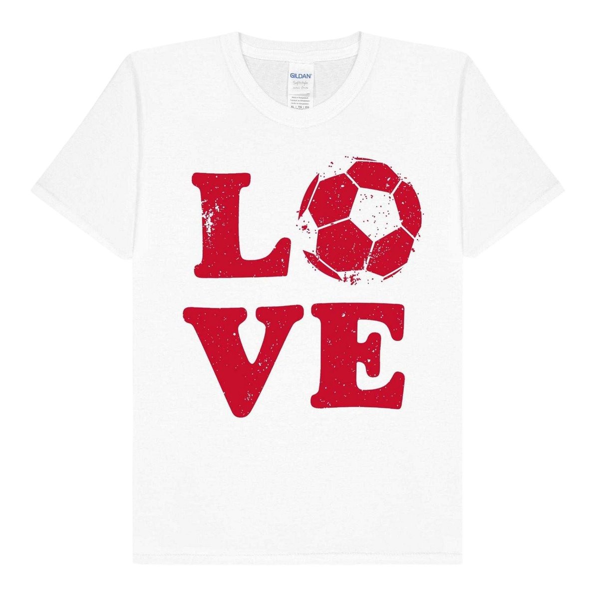 T-shirt de foot manches courtes motif/style Angleterre LOVE blanc, GILDAN