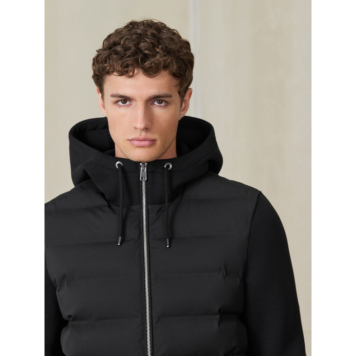 Veste à capuche matelassée hybride noir, NEXT