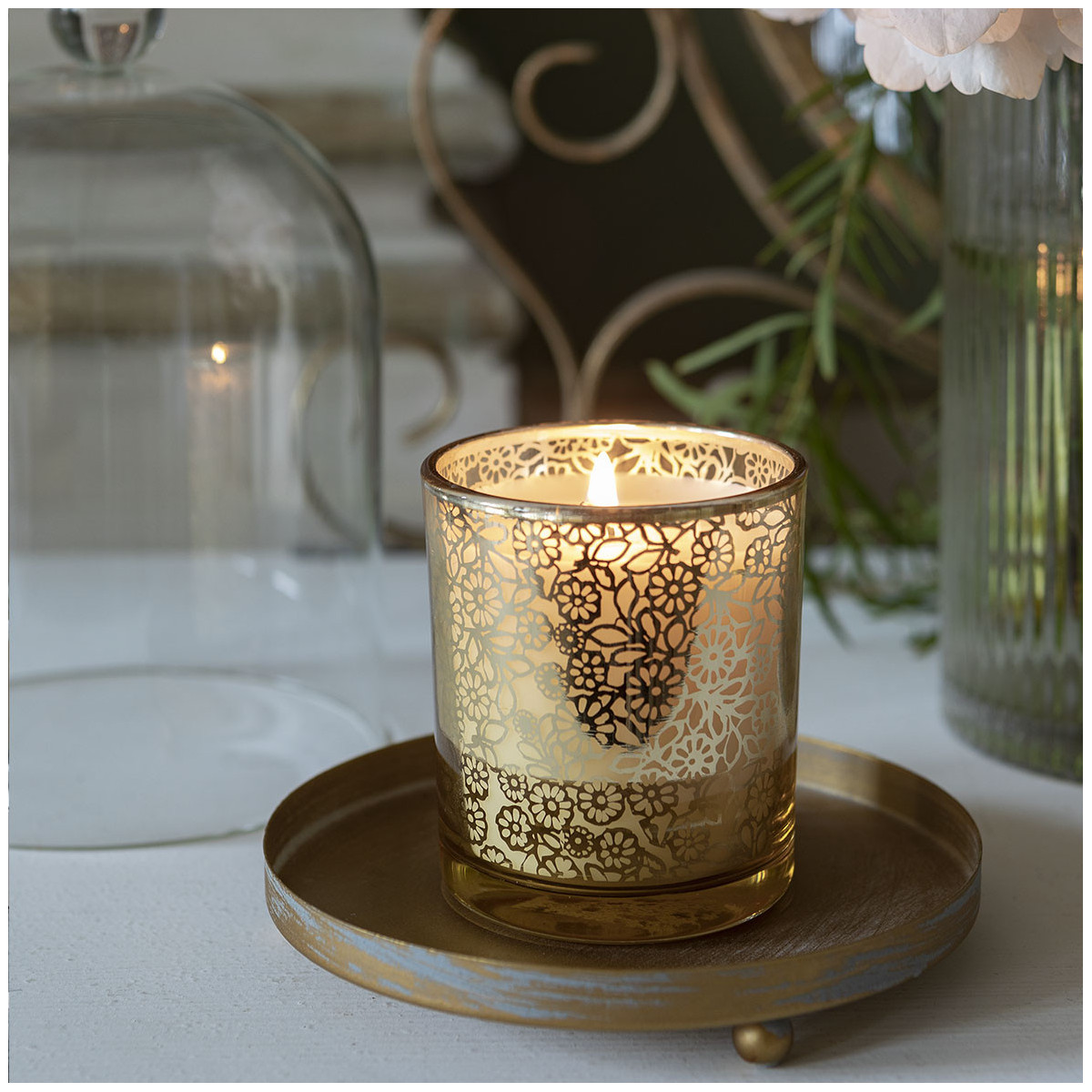 Base métal pour cloche en verre or, MATHILDE M
