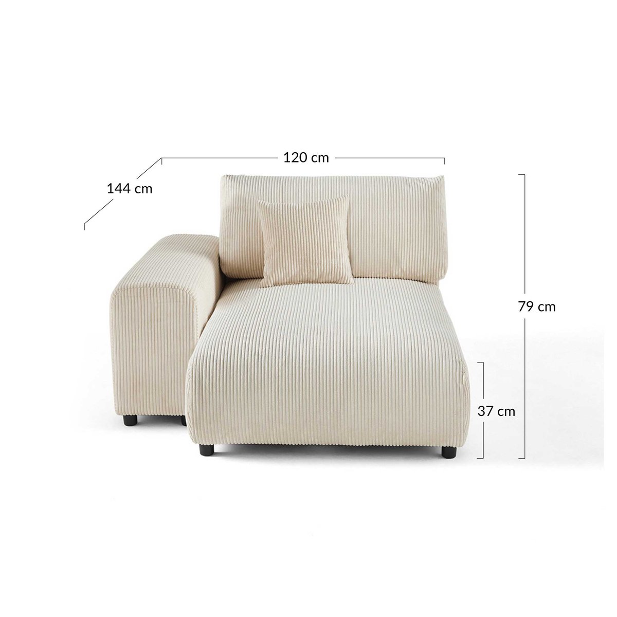 Module d'assise méridienne gauche - GARANCE bleu nuit, BEST MOBILIER