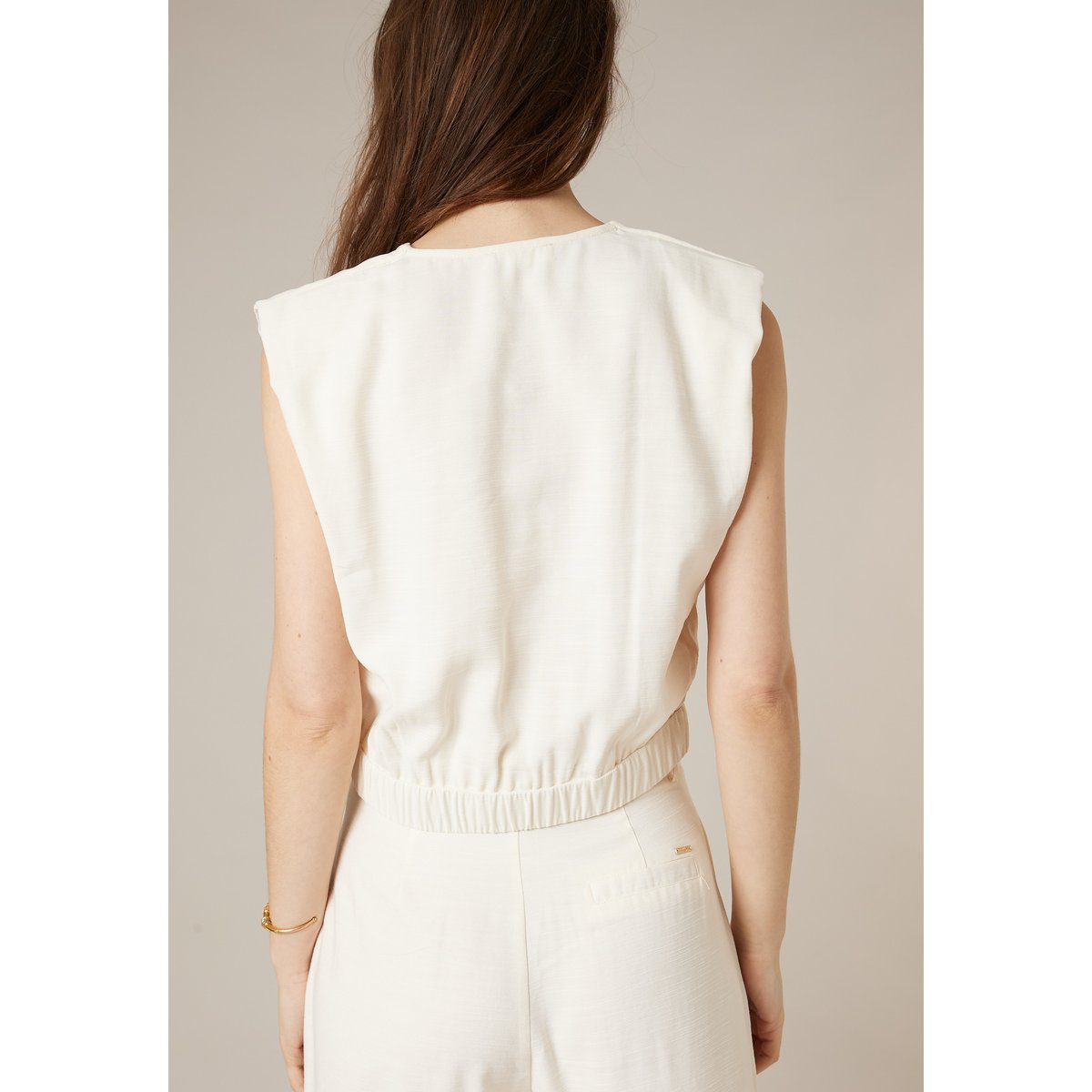 Top sans manches cache-coeur uni MELICE ivory, DEELUXE