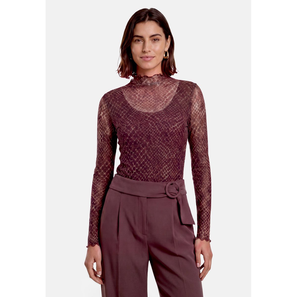 T-shirt en maille à motifs grey/brown, ZERO