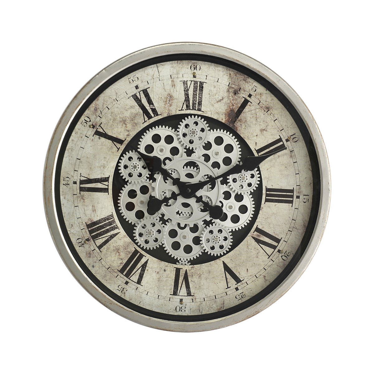 Horloge ronde mécanisme apparent 46x46x8,5cm gris, EMDE
