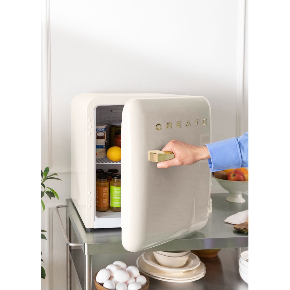 Réfrigérateur rétro FRIDGE RETRO 48L blanc cassé/or, CREATE
