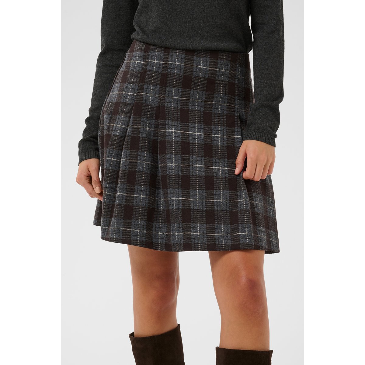 Jupe casual marron brown check, CULTURE