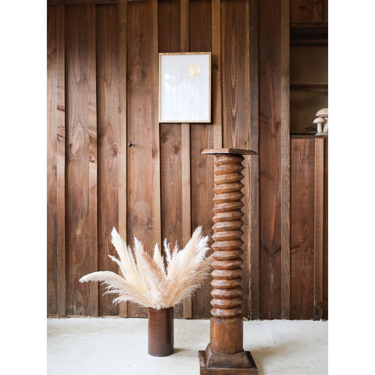 Colonne en chêne sculpté Hanna N°794 - Bon état bois foncé, DEBONGOUT