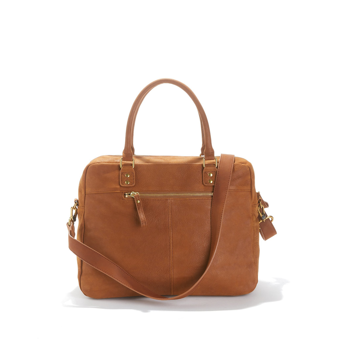 Sac à main zippé multipoche en cuir MACY camel, NAT & NIN