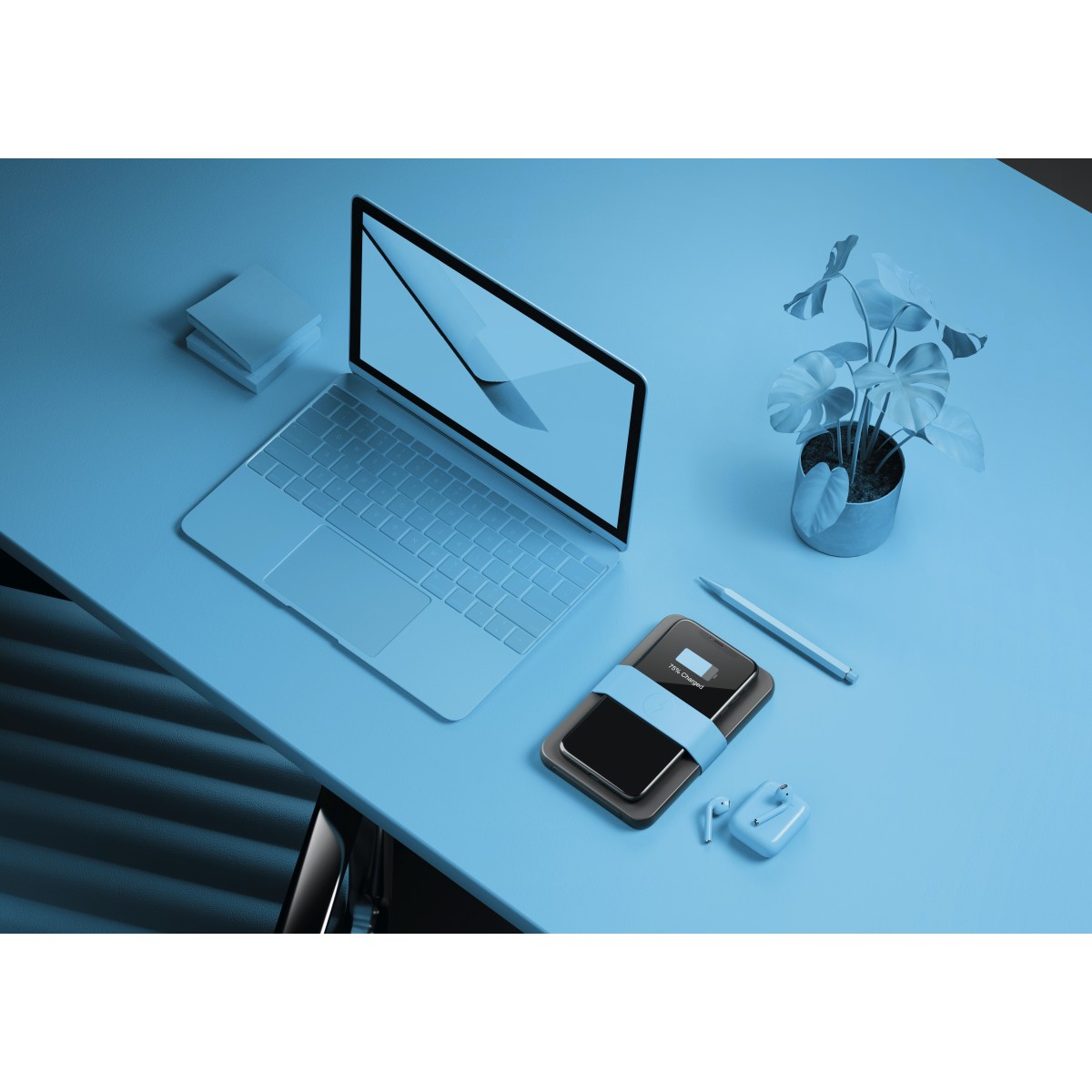 Batterie externe USB-C & charge sans-fil couleur unique, LIVOO
