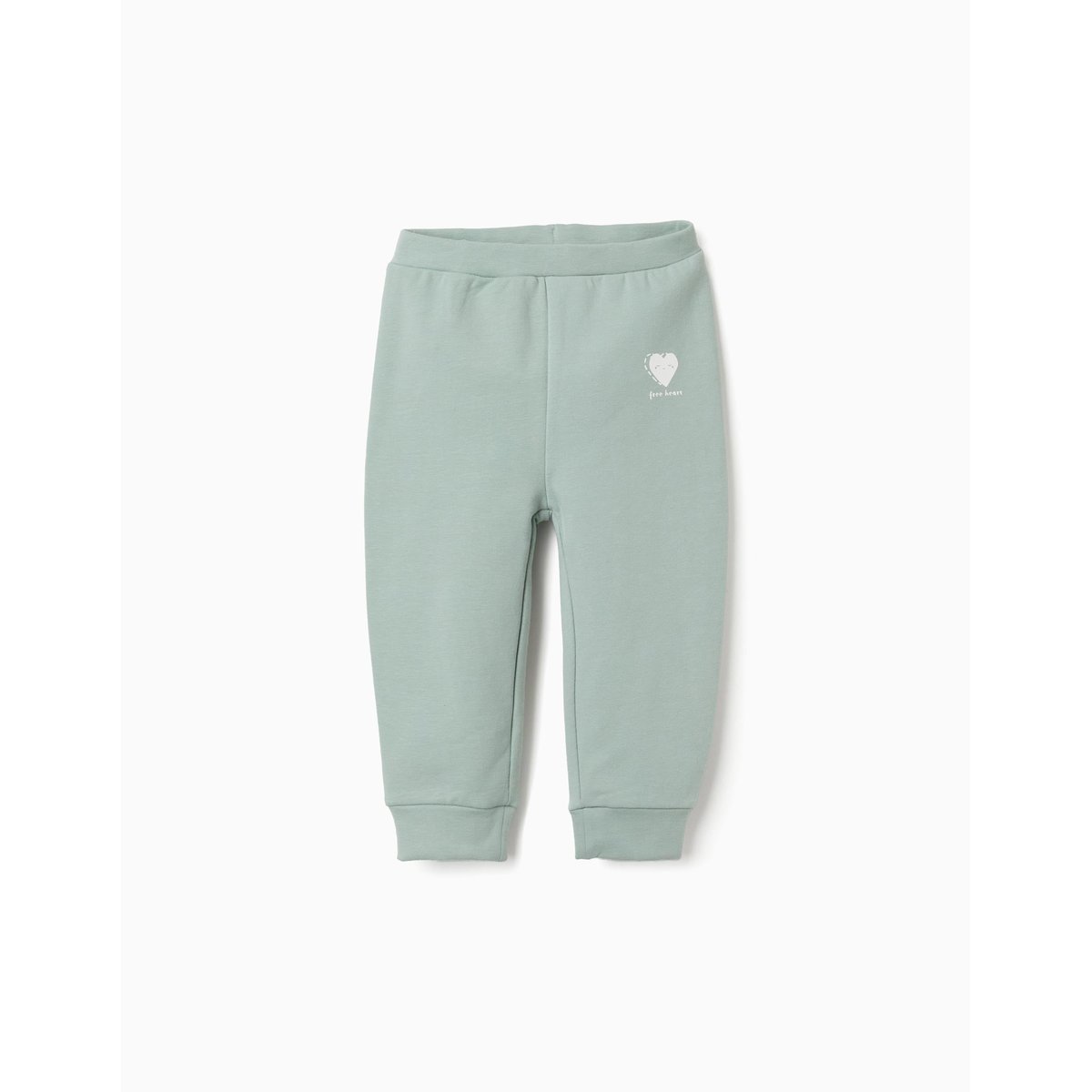 Pantalon en molleton avec doublure en coton peigné et imprimé cœur vert, ZIPPY