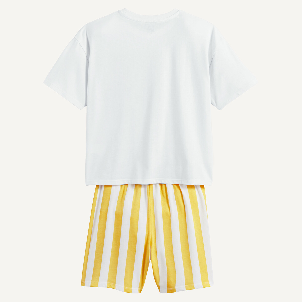 Pigiama corto con scritta, in cotone bianco/blu/giallo, LA REDOUTE COLLECTIONS
