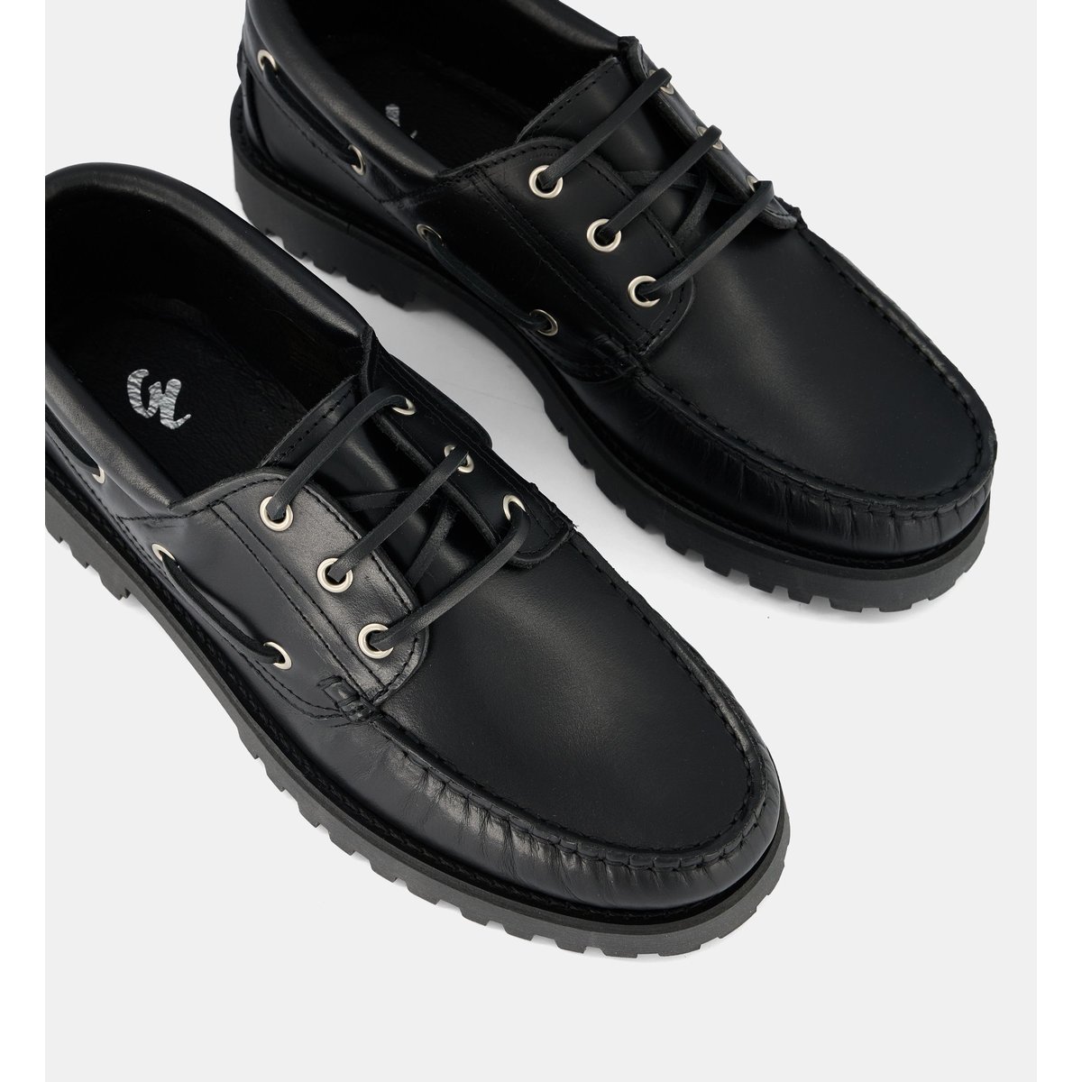Chaussures bateau alix cuir noir, GALERIES LAFAYETTE