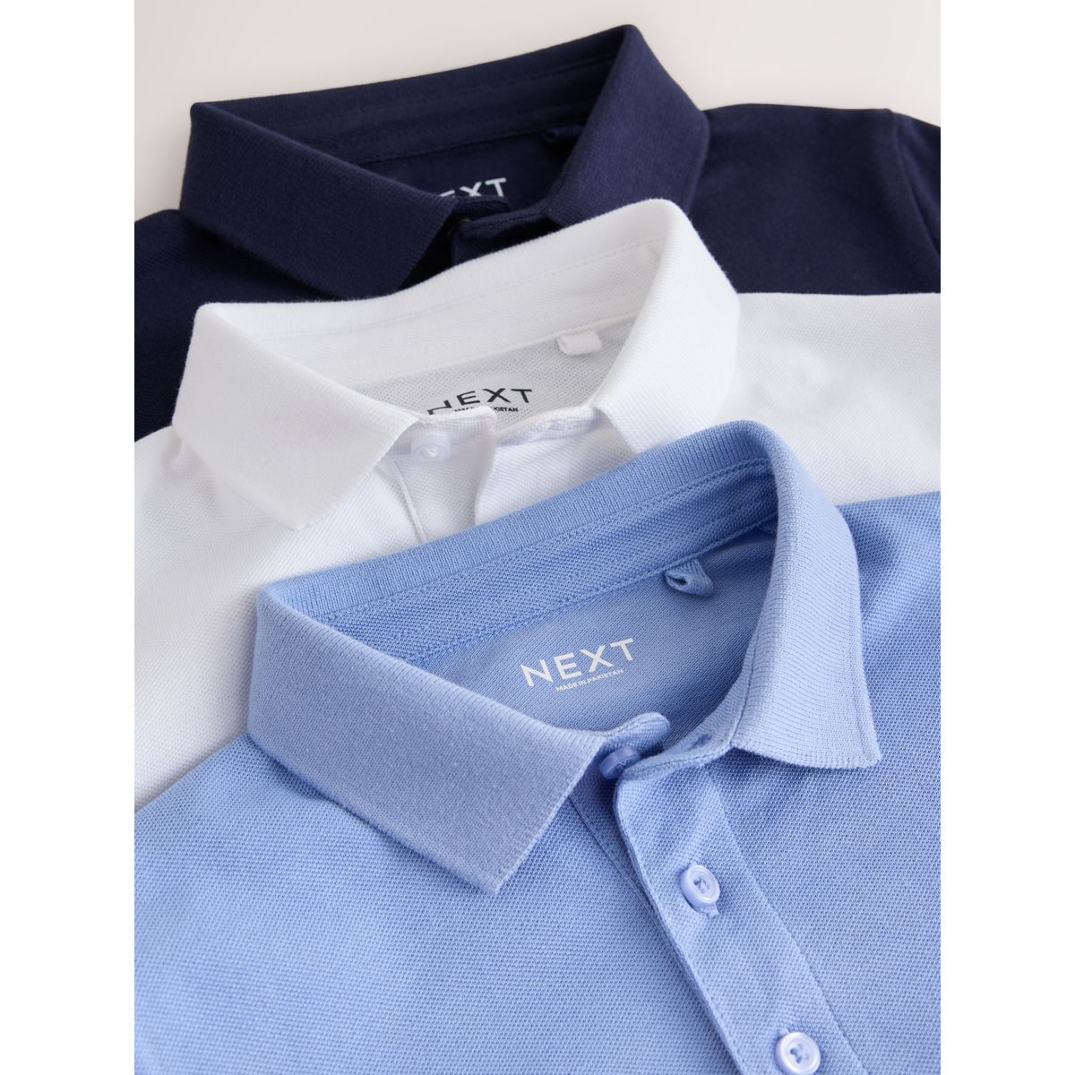 Polo à manches longues, lot de 3 cerf bleu/marine/blanc, NEXT
