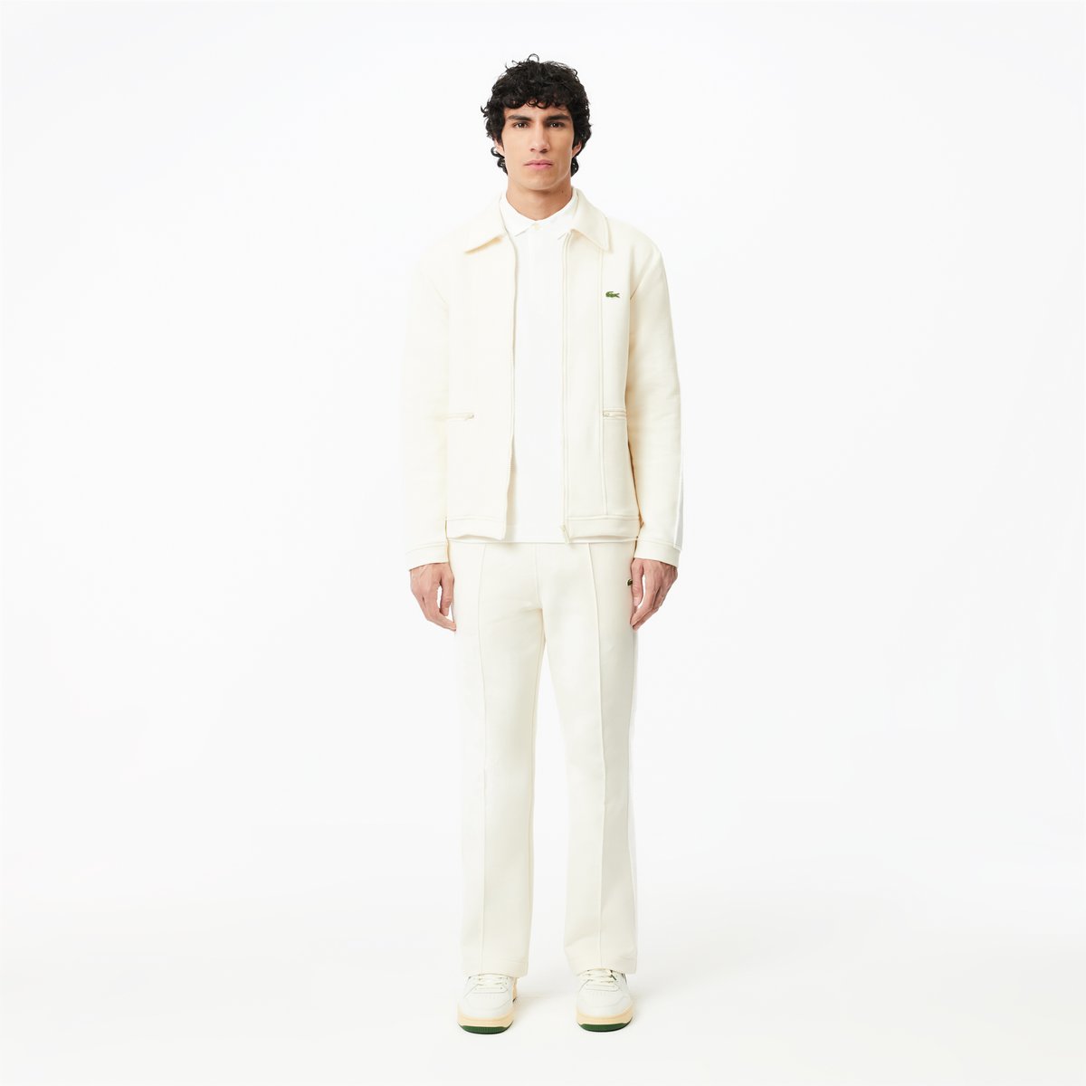 Polo manches longues droit maille piquée blanc-001, LACOSTE