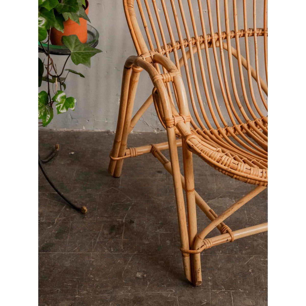 Fauteuil en rotin au style bohème Ernest N°947 - Bon état bois clair, DEBONGOUT