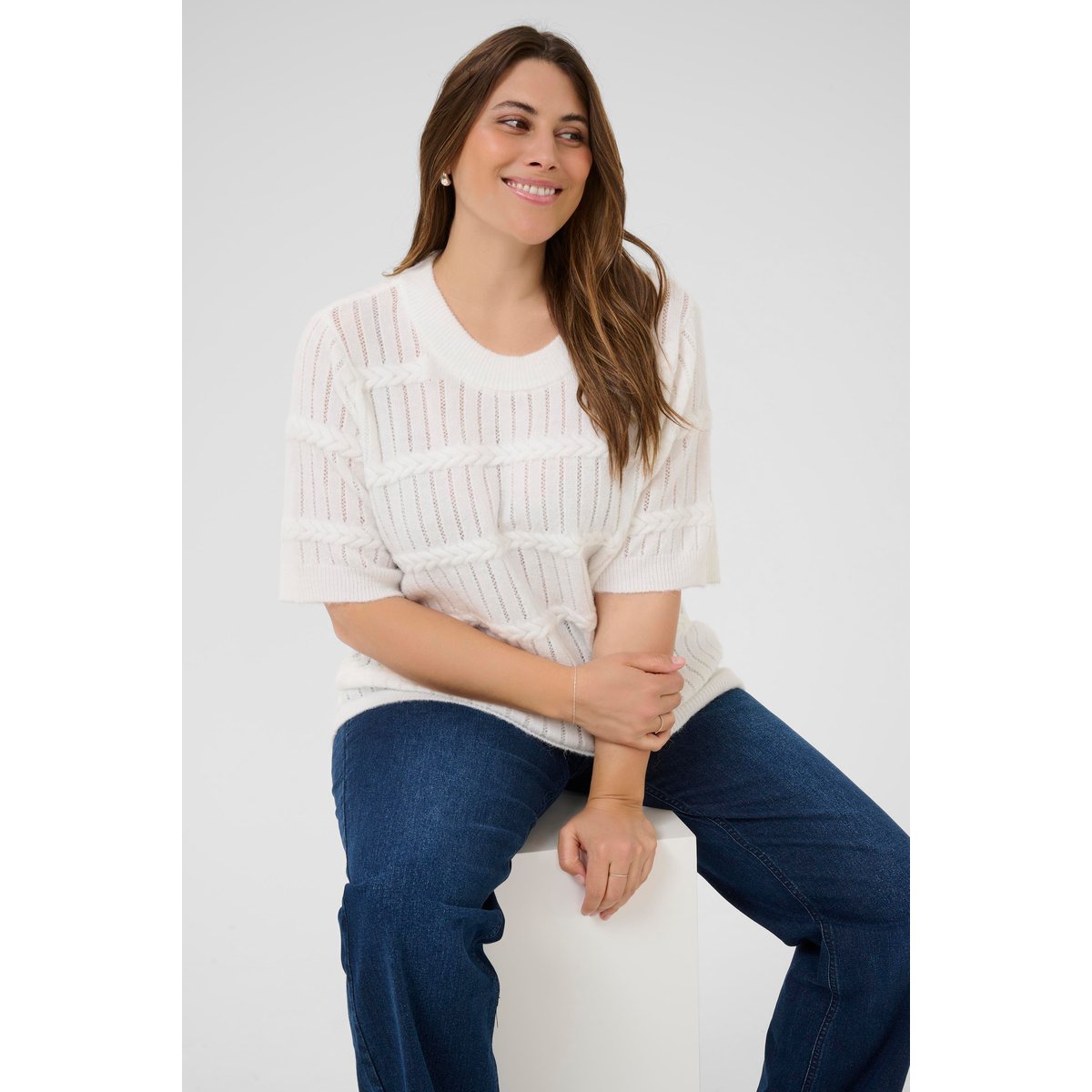 Pullover tricoté blanc, KAFFE CURVE