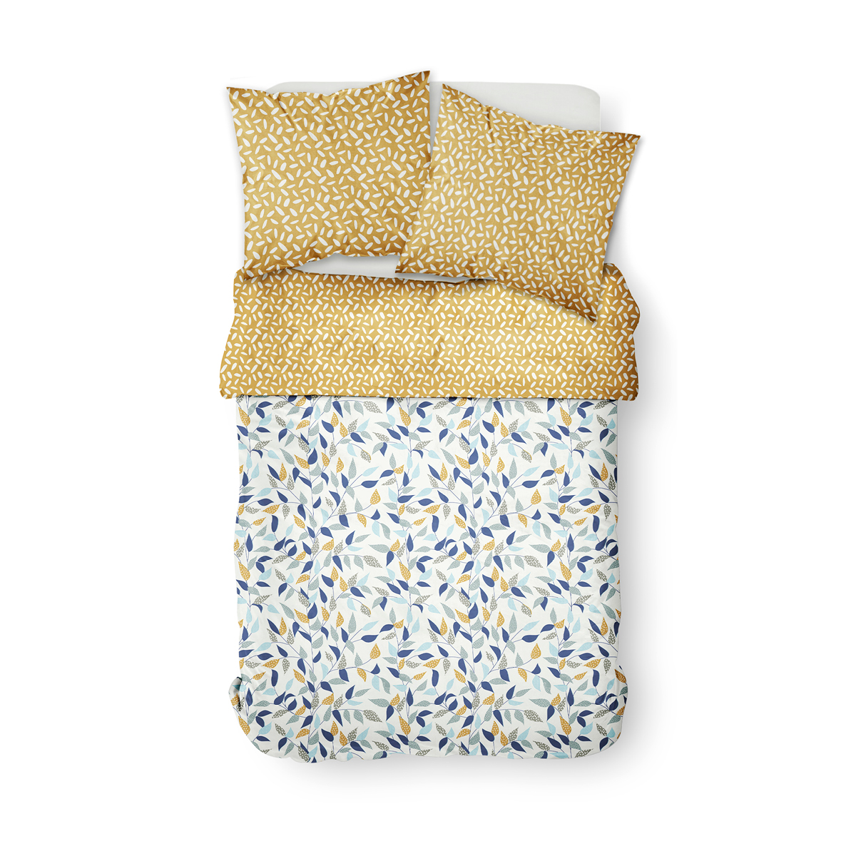 Parure de lit imprimé Ethnique coton SUNSHINE NAELLE jaune, TODAY