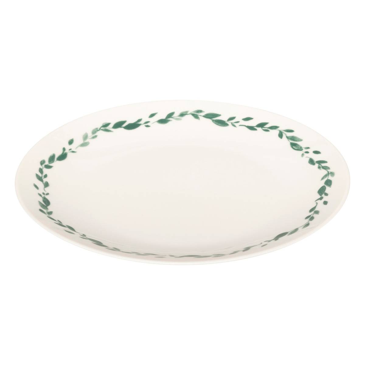Lot de 6 assiettes à dessert en porcelaine LAURIER blanc, SECRET DE GOURMET