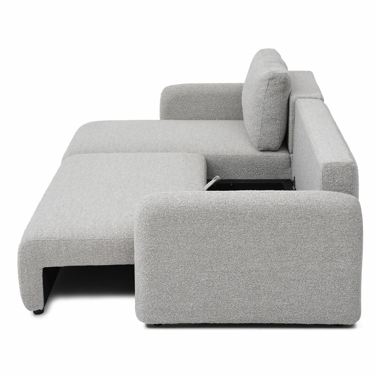 Aire Boucle Corner Sofa Bed light grey, SO'HOME