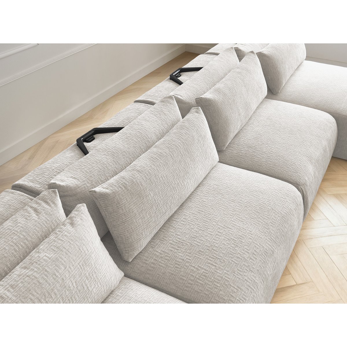 Canapé modulable 5 places en tissu texturé, JANA beige, BOBOCHIC