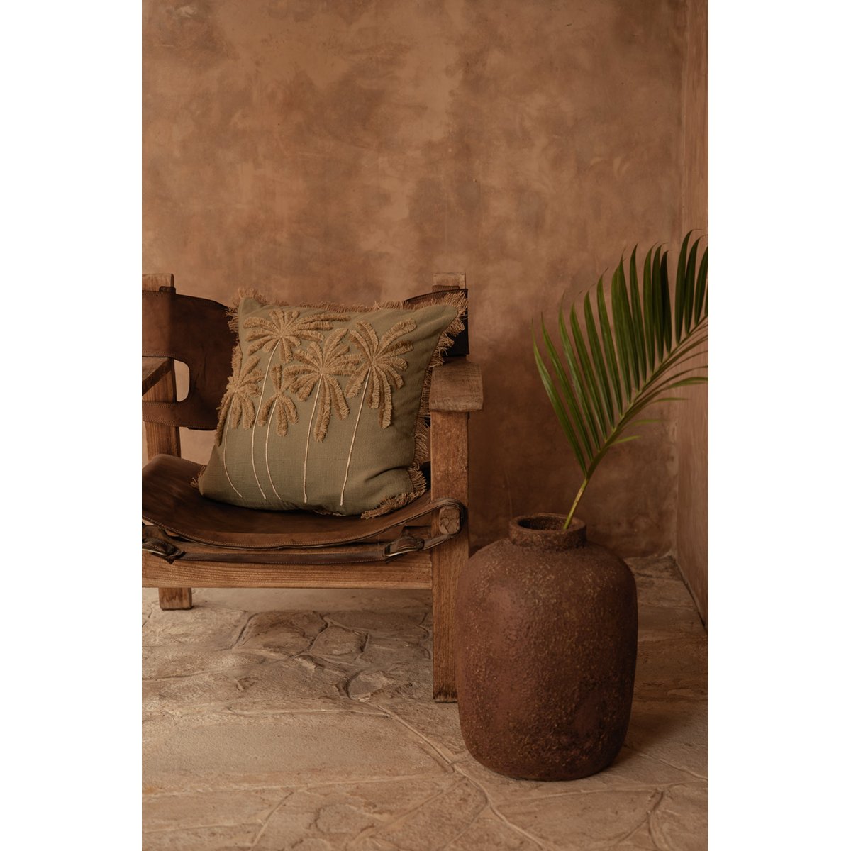 Housse de coussin en coton TROPICAL BREEZE vert forêt, BAZAR BIZAR
