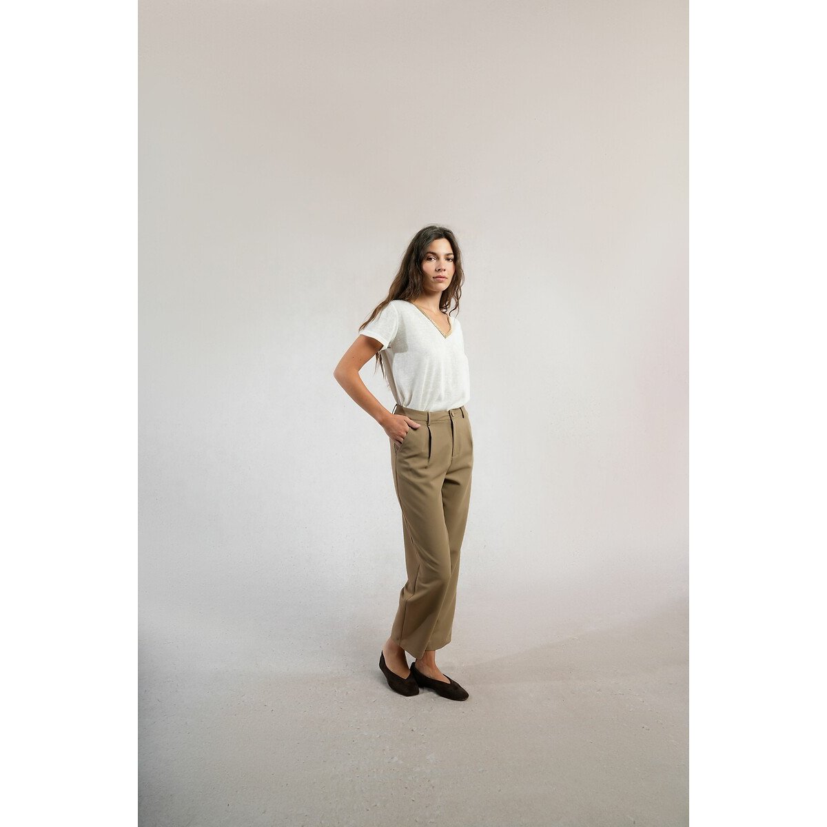 Straight Pleat Front Trousers khaki, MOLLY BRACKEN