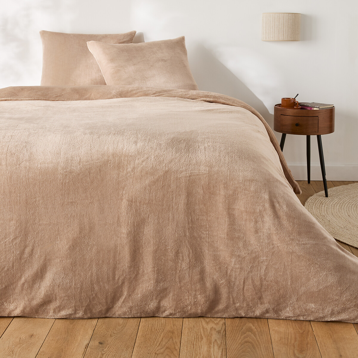 Set di biancheria da letto con federa quadrata, fronte e retro in pile naturale , SO'HOME
