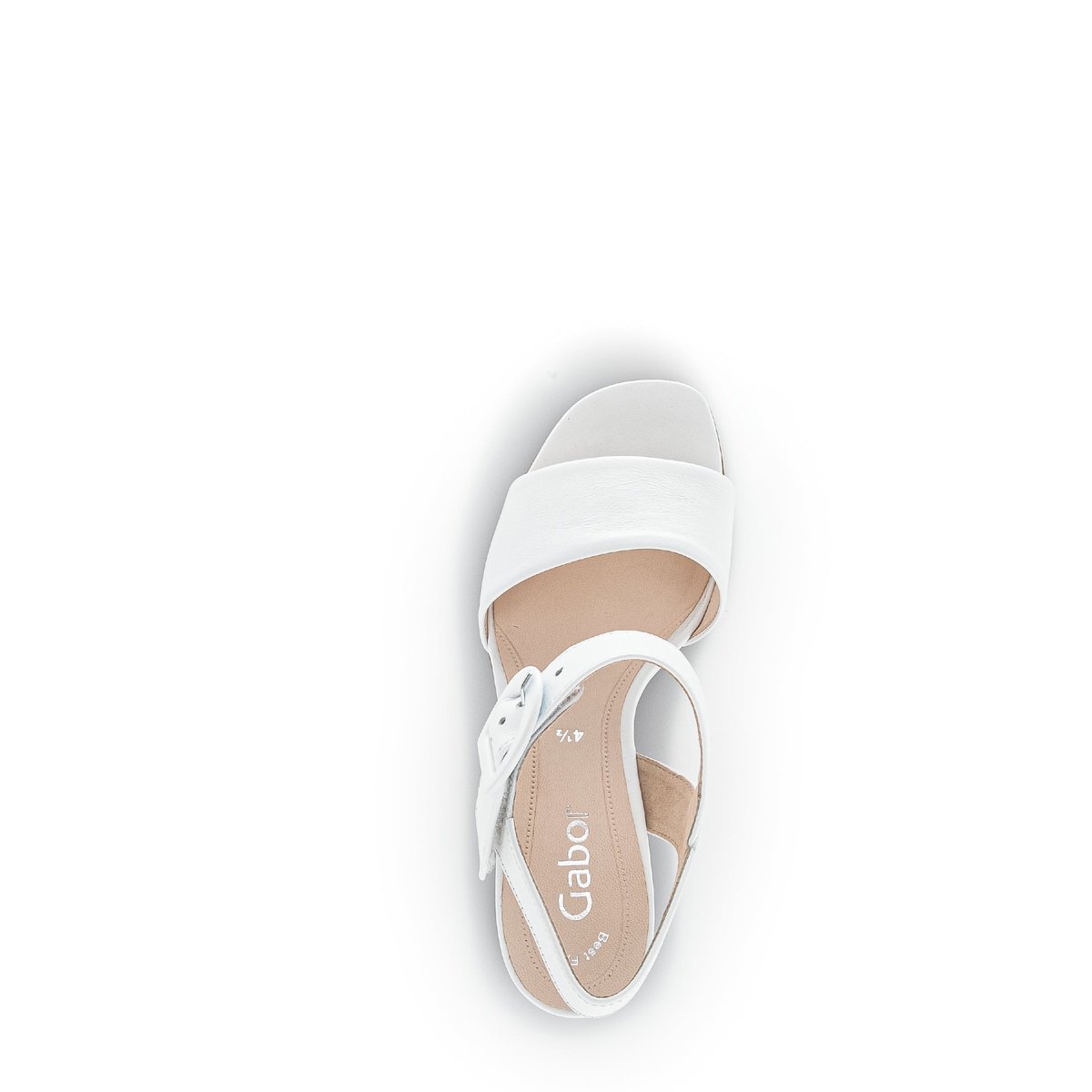 Sandales en cuir velours à talon décroché block blanc, GABOR