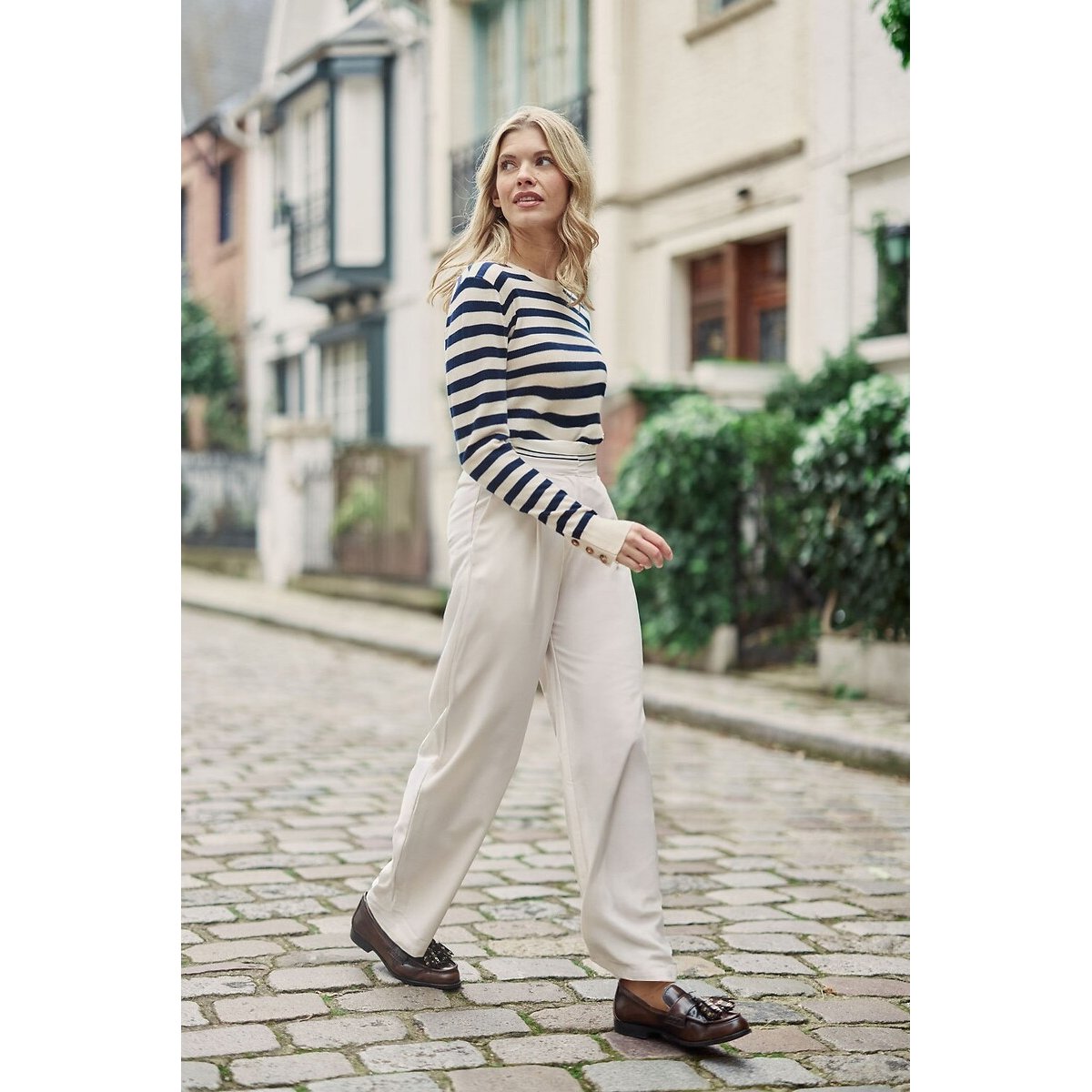 Melina Crew Neck Jumper beige/navy, LA PETITE ETOILE