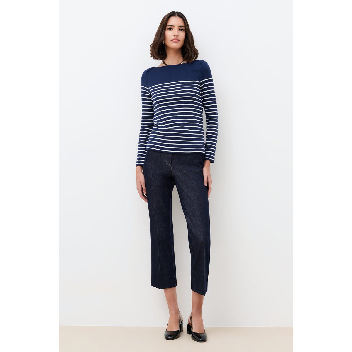 T-shirt droit col bateau TCRUISE bleu marine, CAROLL