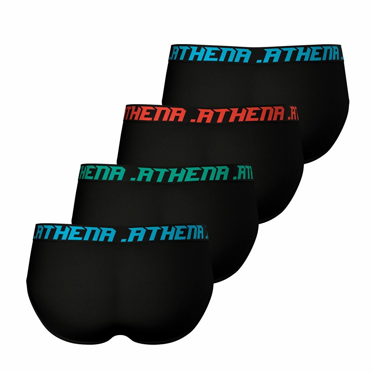 Set van 4 effen slips zwart, ATHENA