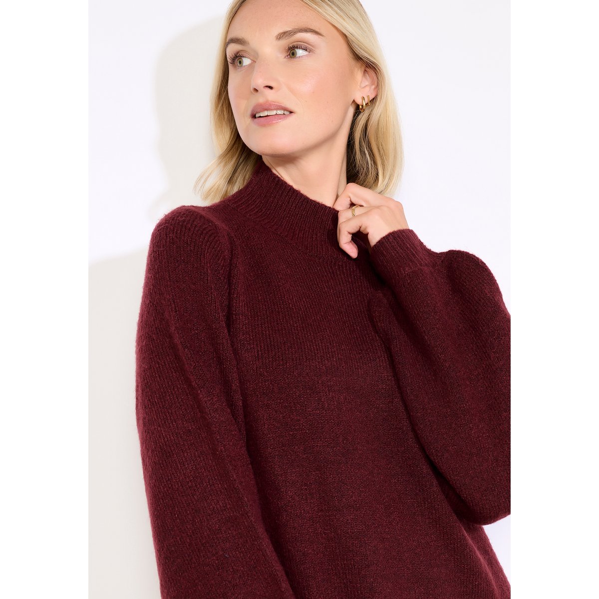 Robe pull col montant bordeaux wine, LOLALIZA
