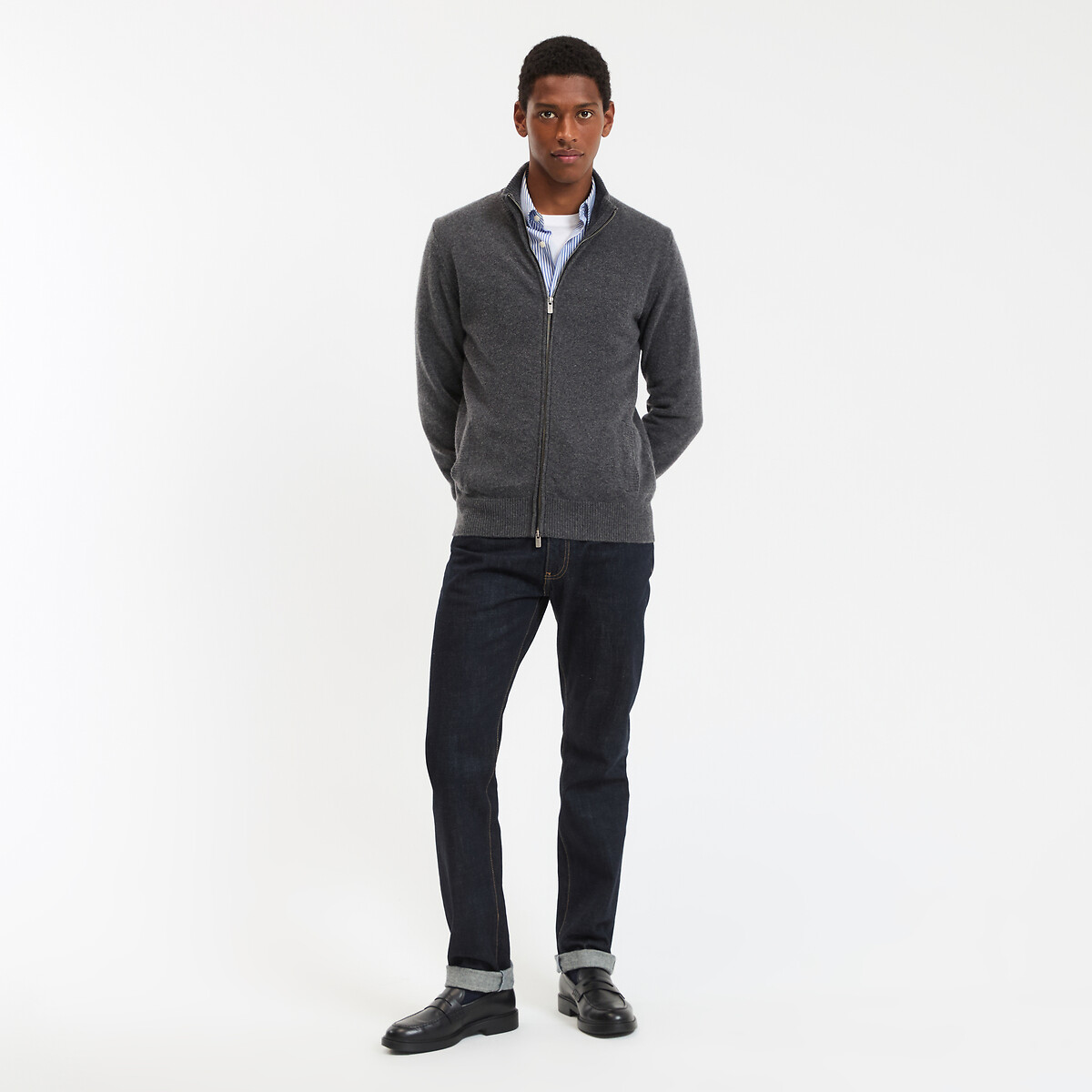Gilet en lambswool gris chiné, LA REDOUTE COLLECTIONS