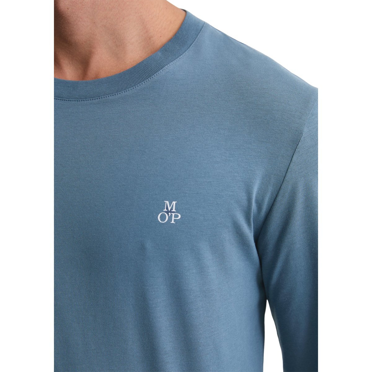 Manchette longue shaped en pur coton bio bleu moyen, MARC O'POLO