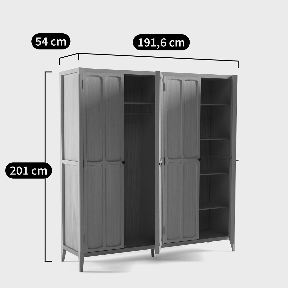 Armoire 4 portes, Eugénie gris clair, LA REDOUTE INTERIEURS