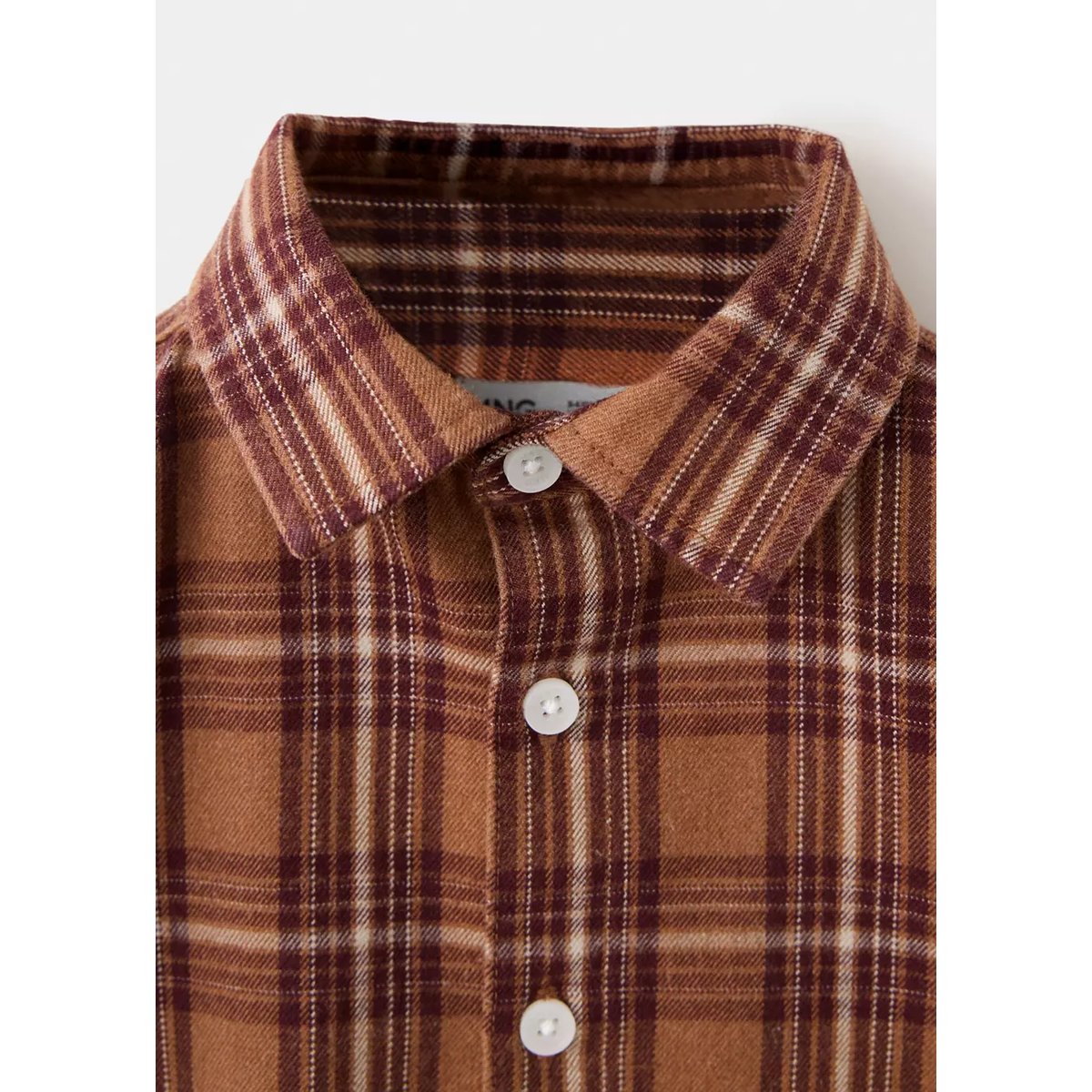 Chemise 100% coton à carreaux rouge-orangé, MANGO BABY