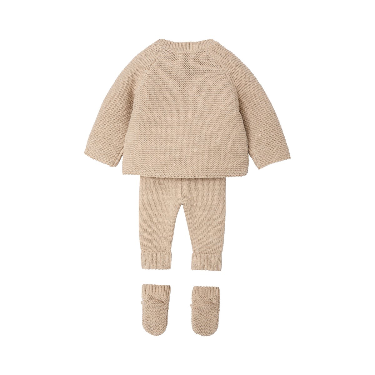 Ensemble 3 pièces naissance mixte beige chiné, VERTBAUDET