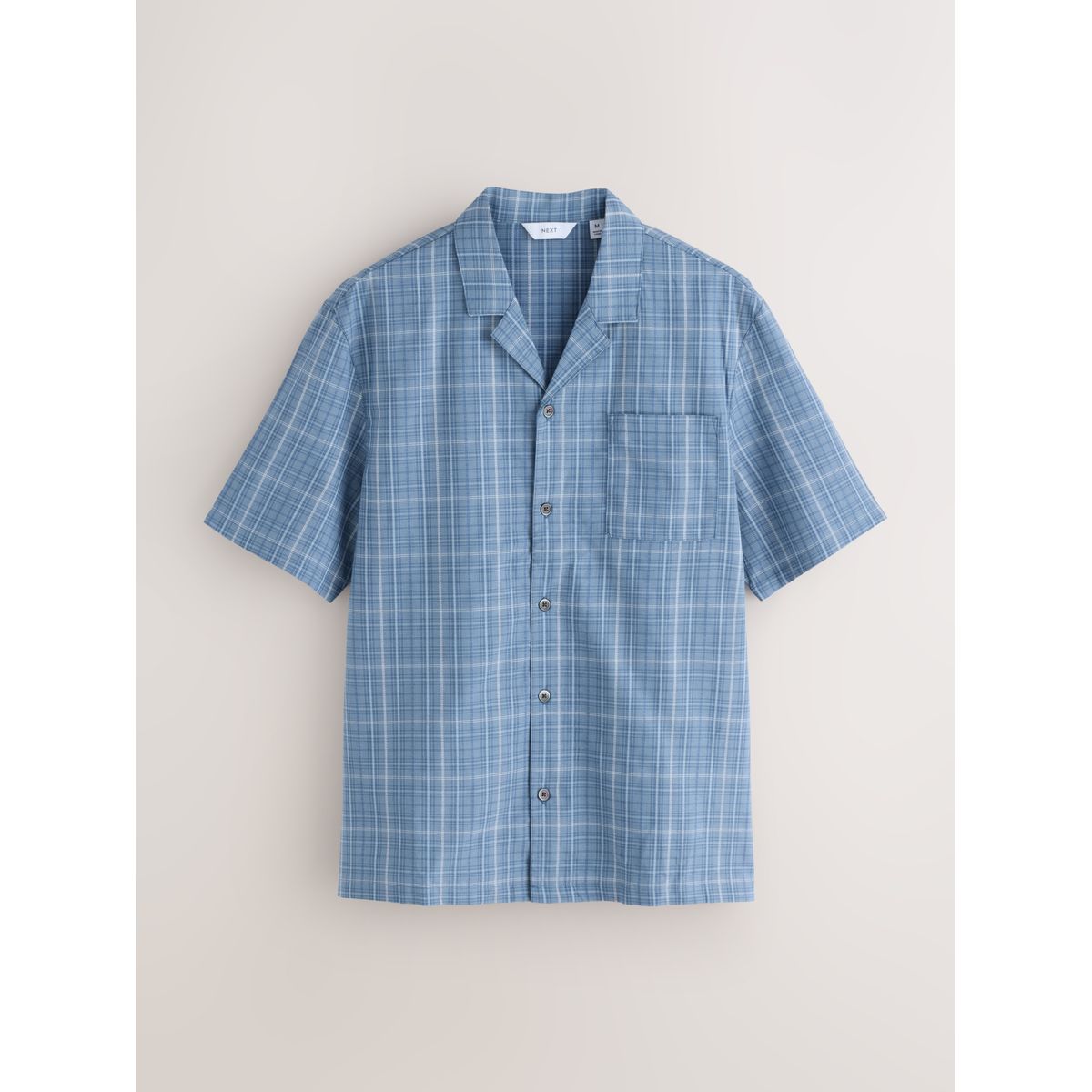 Pyjama boutonné à carreaux et manches courtes bleu, NEXT