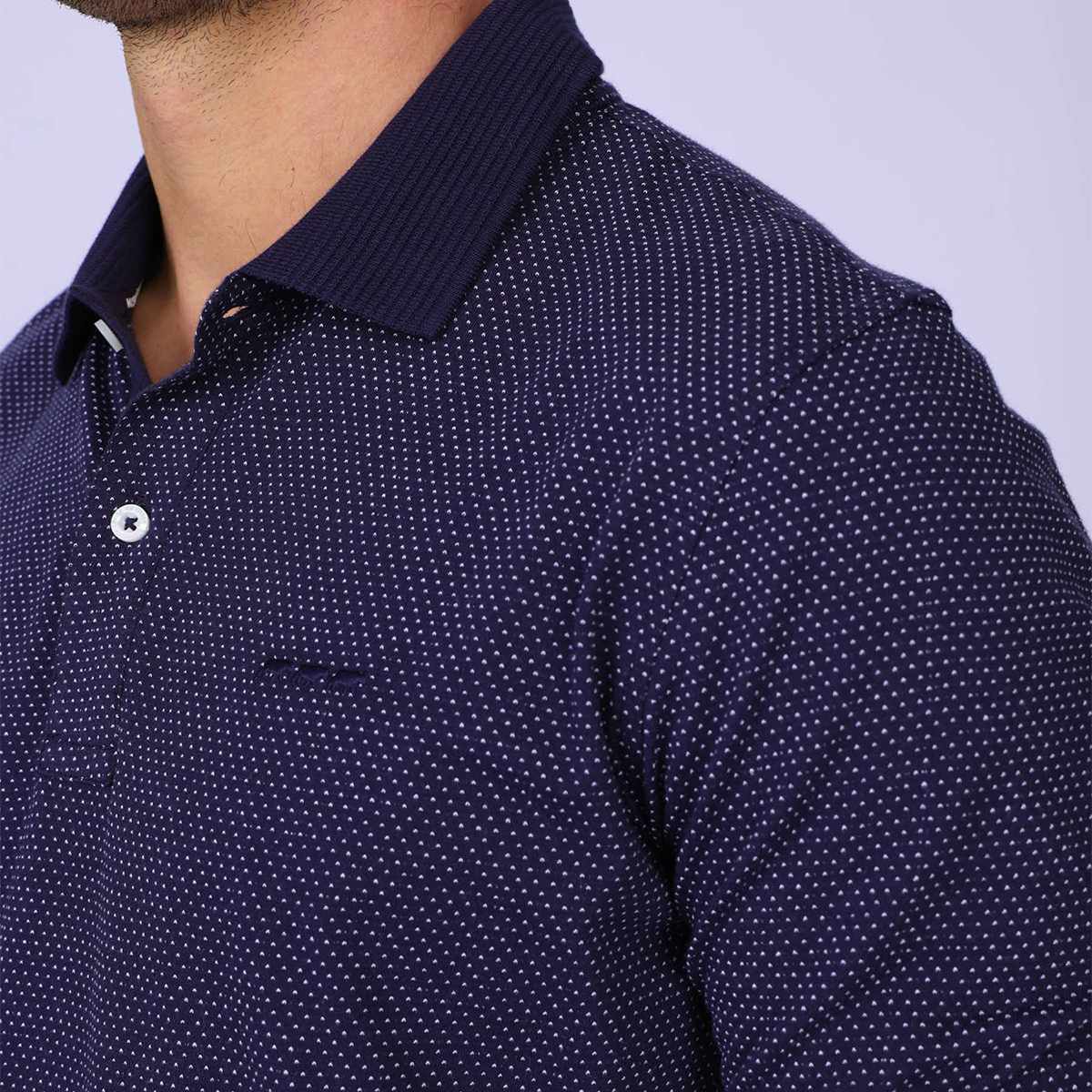 Polo jacquard Gillie bleu marine, MISE AU GREEN