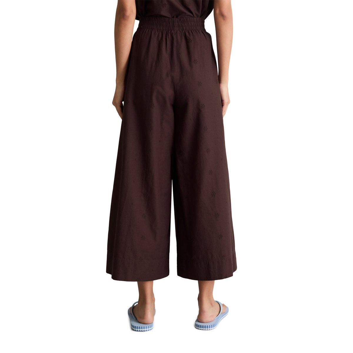 Pantalon large Broderie-Anglaise en pur coton bio dunkelrot, MARC O’POLO DENIM