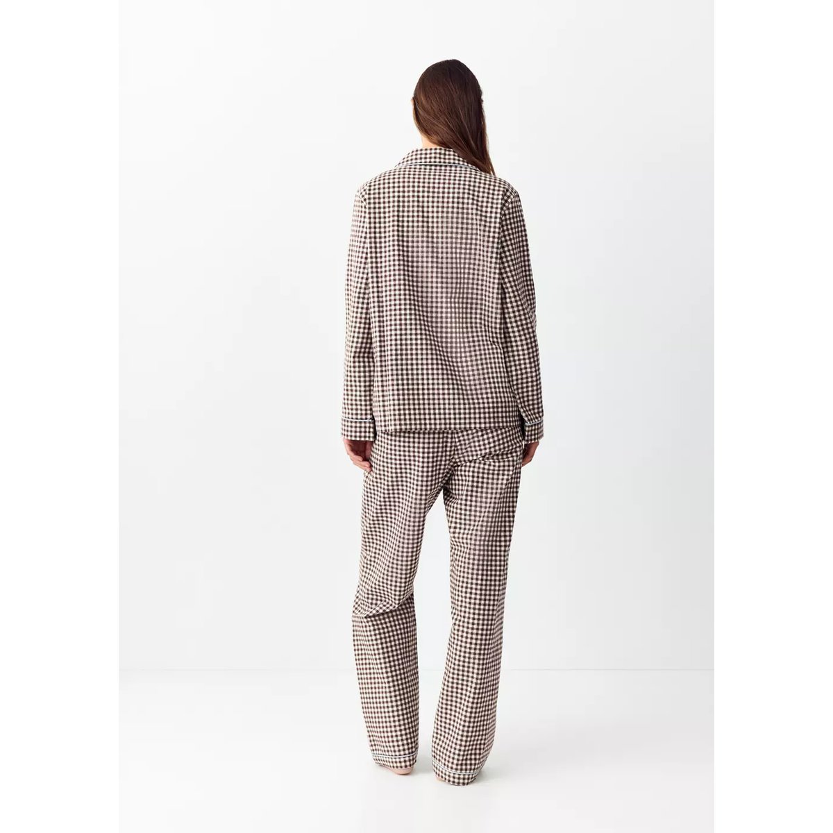 Pyjama coton vichy marron, MANGO TEEN